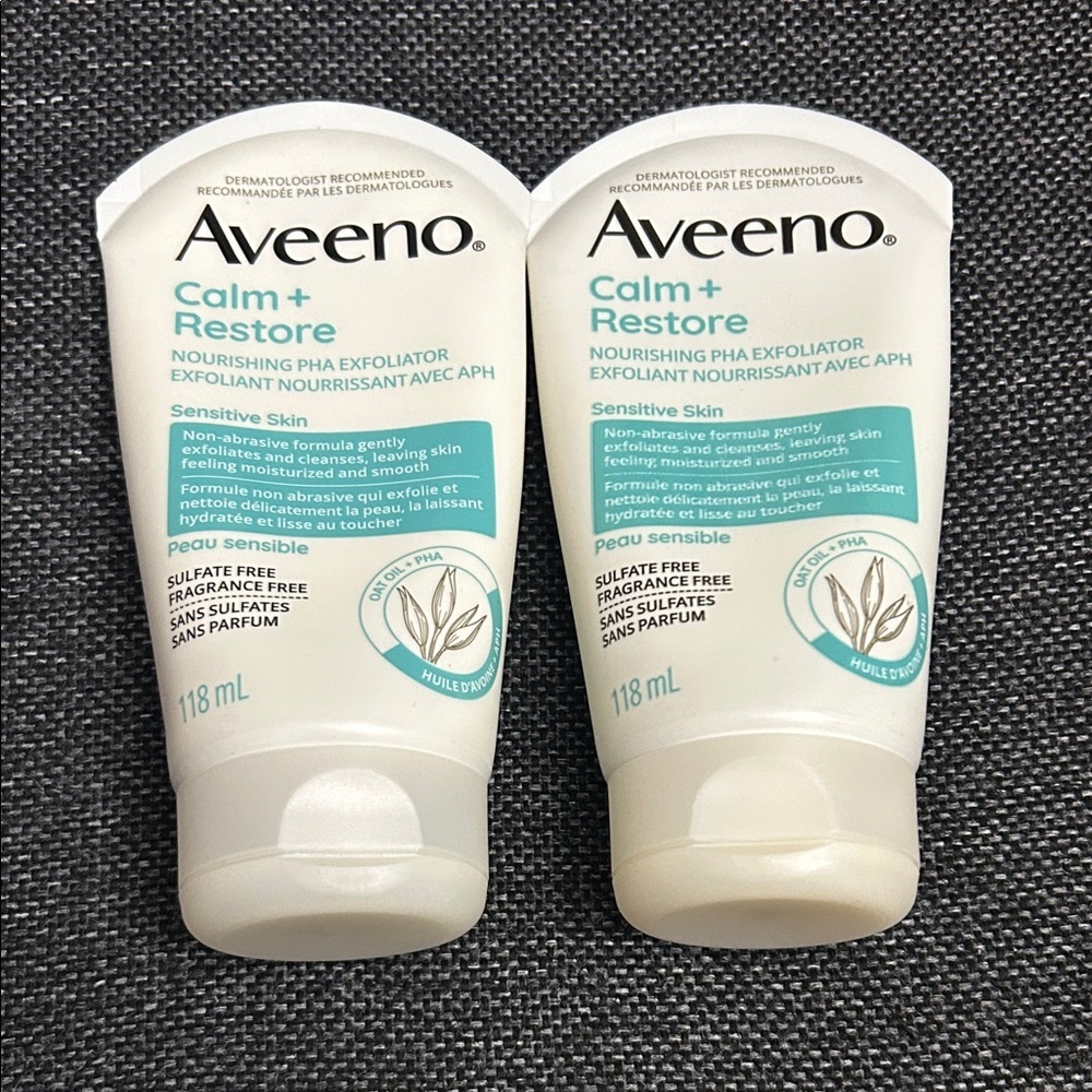 NEW 🆕 Lot of Two Aveeno Calm + Restore Nourishing PHA Exfoliator sensitive skin